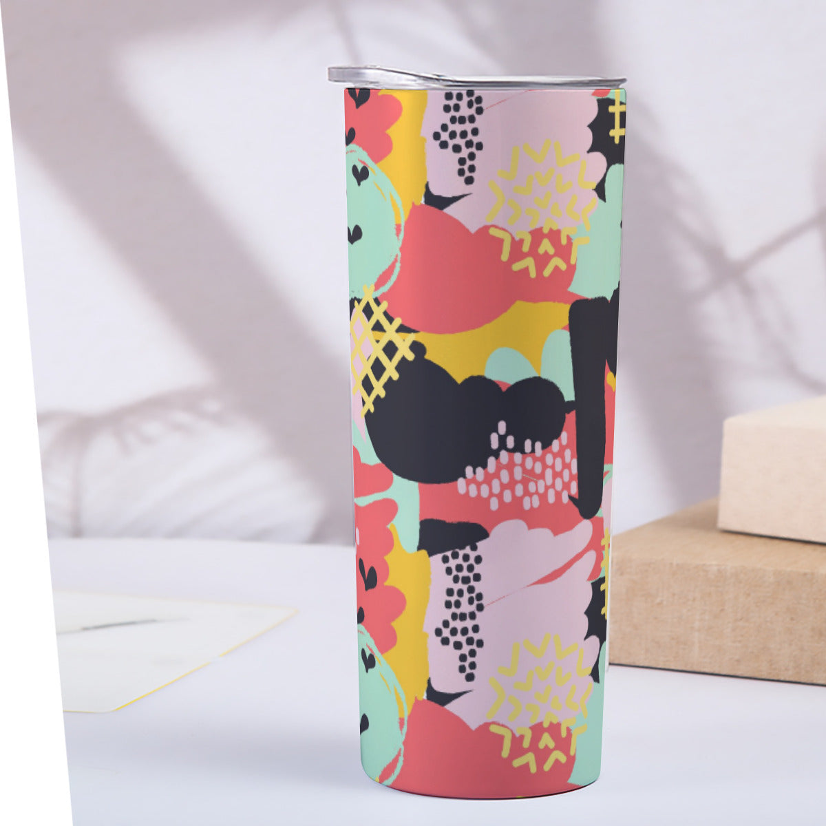 Mixed Media Collage Pattern - Custom 20OZ Straight Cup With Sliding Lid