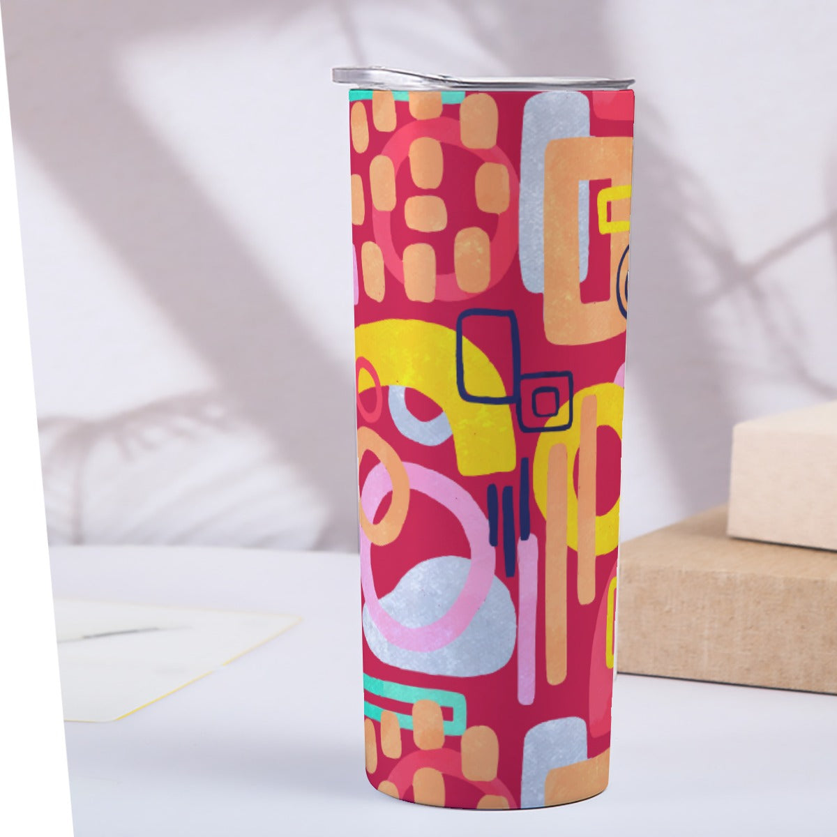 Red Pop Art Retro Pattern - Custom 20OZ Straight Cup With Sliding Lid