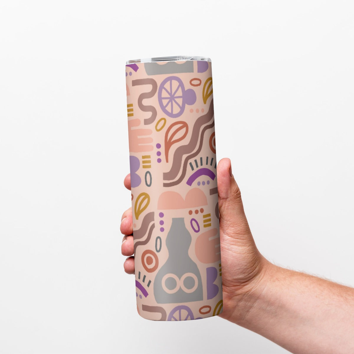 Muted Tones Abstract Pottery - Custom 20OZ Straight Cup With Sliding Lid