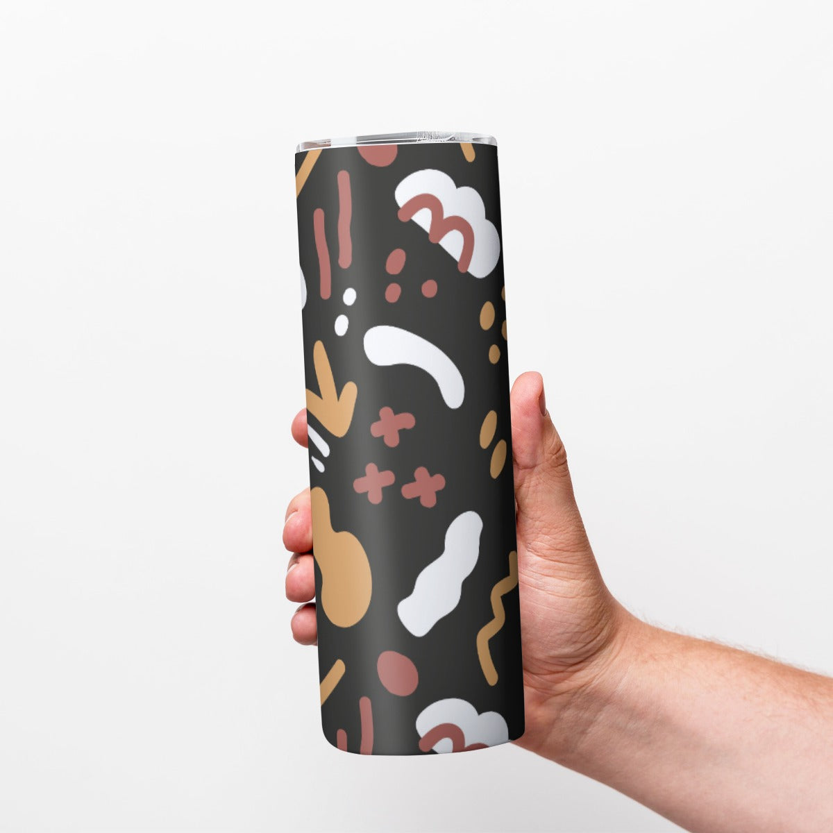 Earthy Tribal Symbols Pattern - Custom 20OZ Straight Cup With Sliding Lid