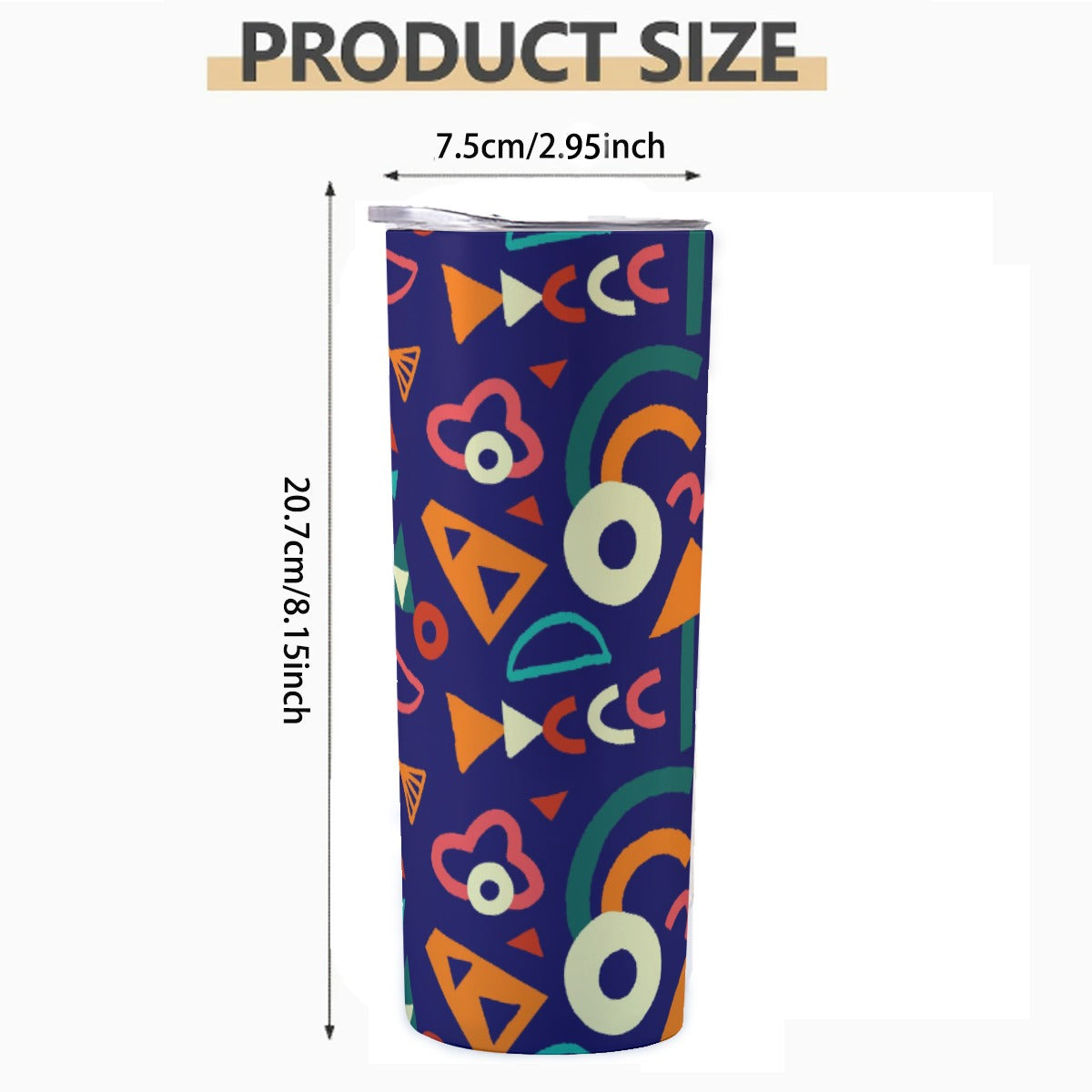 Nineties Geometric Fun Shapes - Custom 20OZ Straight Cup With Sliding Lid