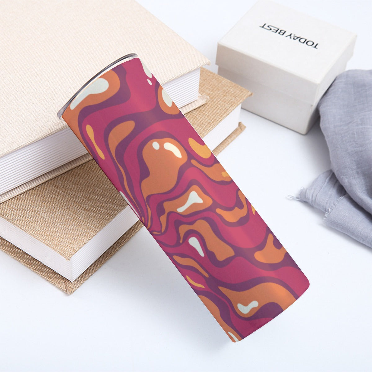 Warm Sunset Fluid Swirls Pattern - Custom 20OZ Straight Cup With Sliding Lid