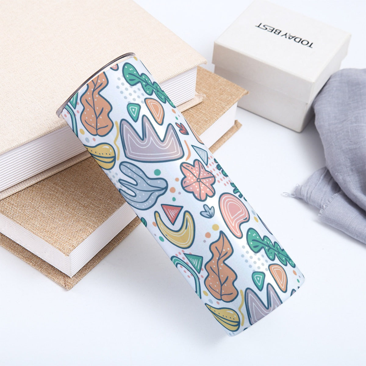 Soft Abstract Nature Doodles - Custom 20OZ Straight Cup With Sliding Lid