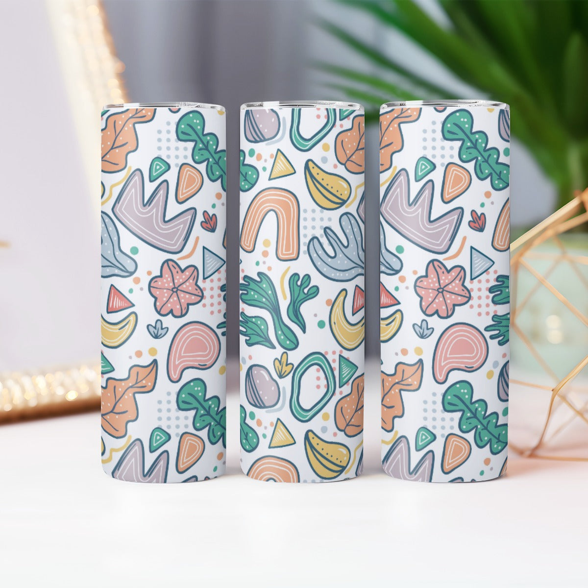 Soft Abstract Nature Doodles - Custom 20OZ Straight Cup With Sliding Lid