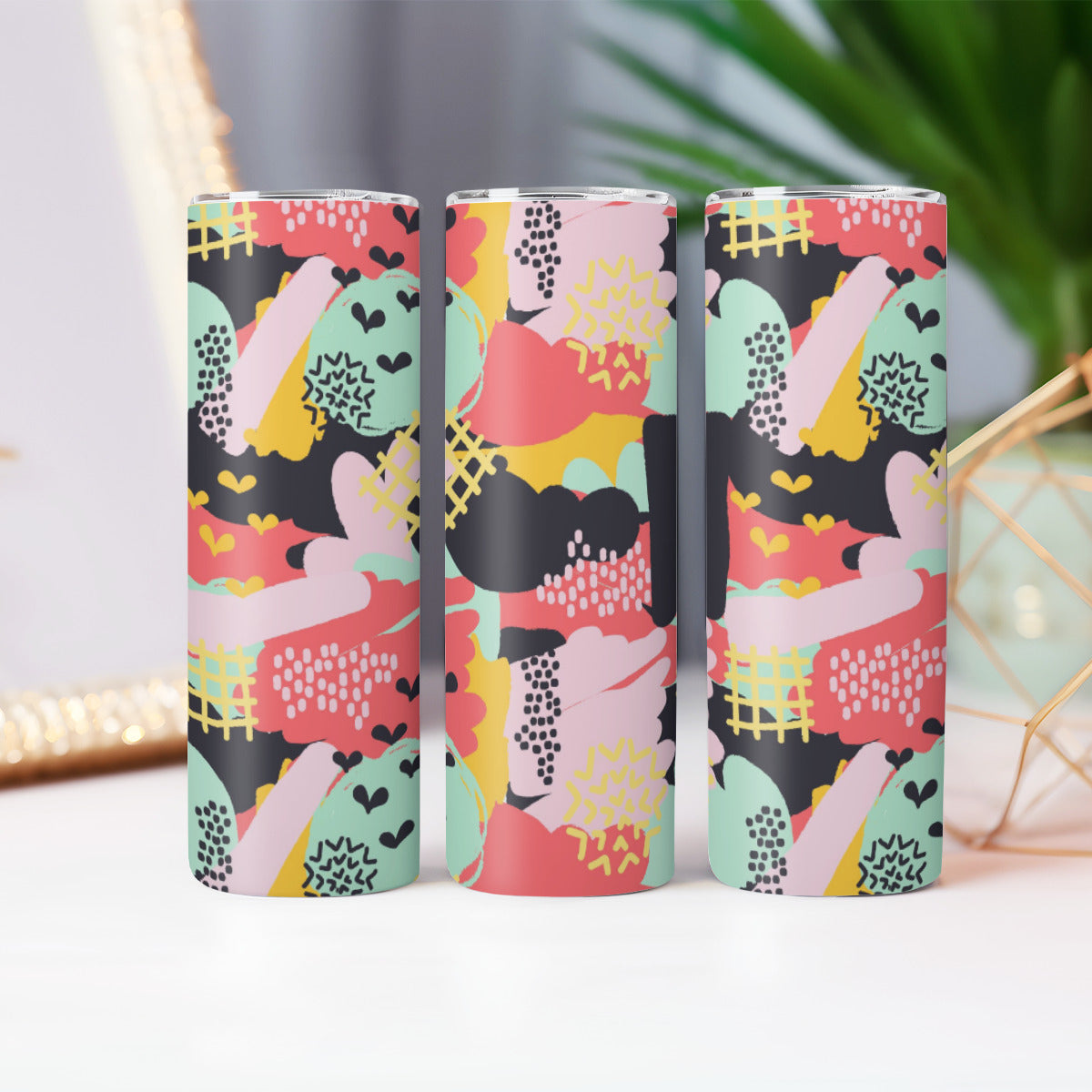 Mixed Media Collage Pattern - Custom 20OZ Straight Cup With Sliding Lid