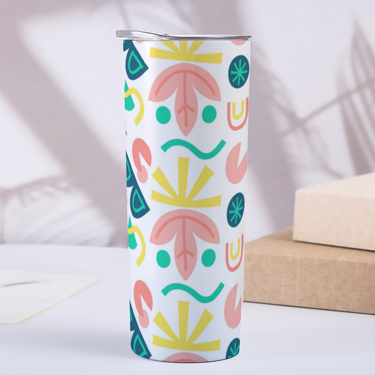 Minimalist Tropical Leaf Scatter - Custom 20OZ Straight Cup With Sliding Lid