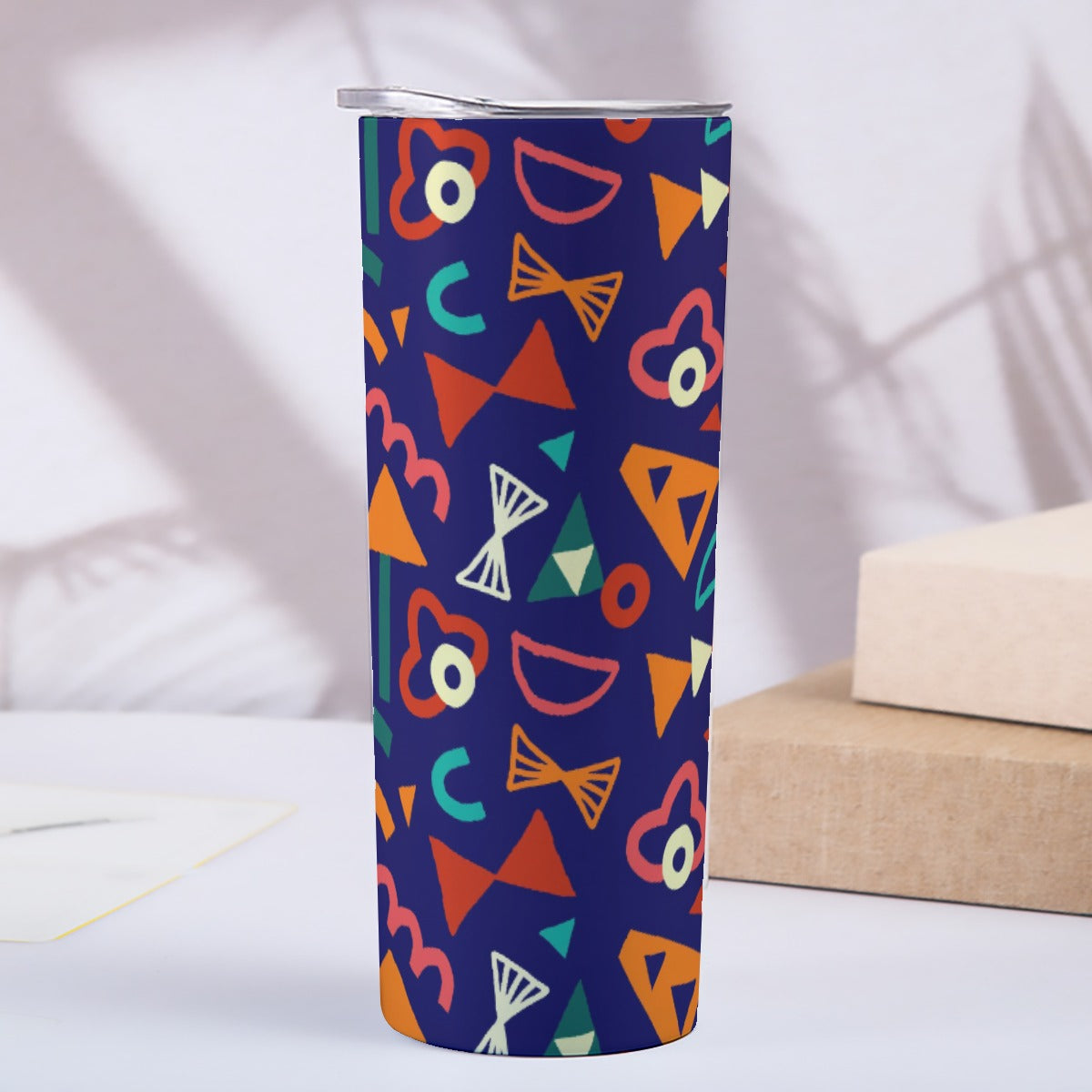 Nineties Geometric Fun Shapes - Custom 20OZ Straight Cup With Sliding Lid