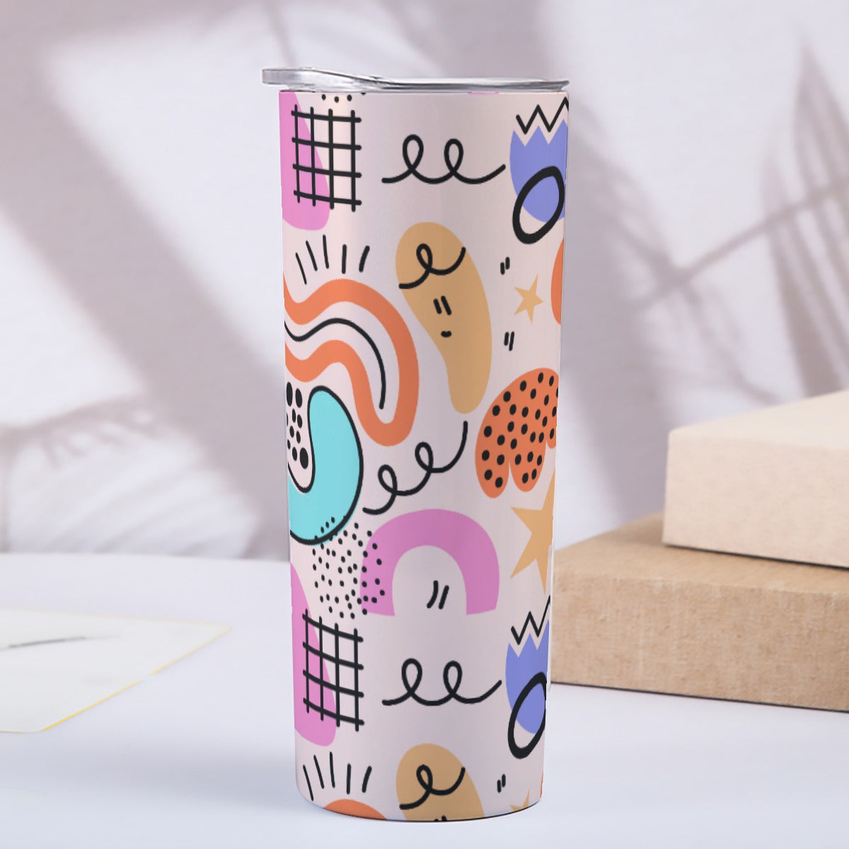 Playful Abstract Doodle Art Pattern - Custom 20OZ Straight Cup With Sliding Lid