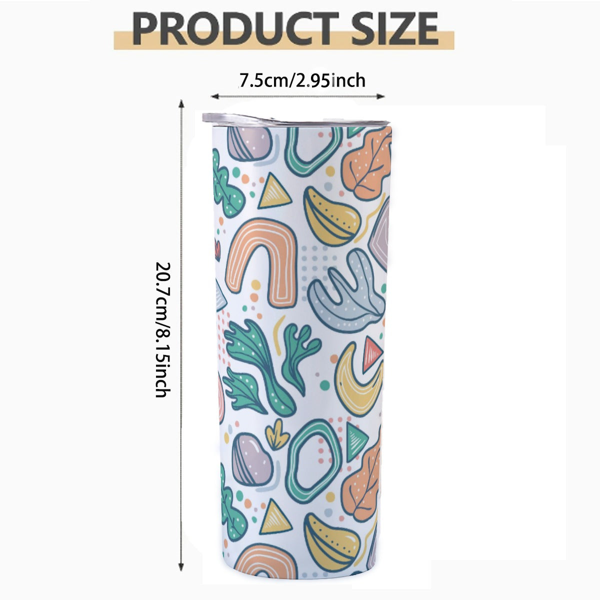Soft Abstract Nature Doodles - Custom 20OZ Straight Cup With Sliding Lid