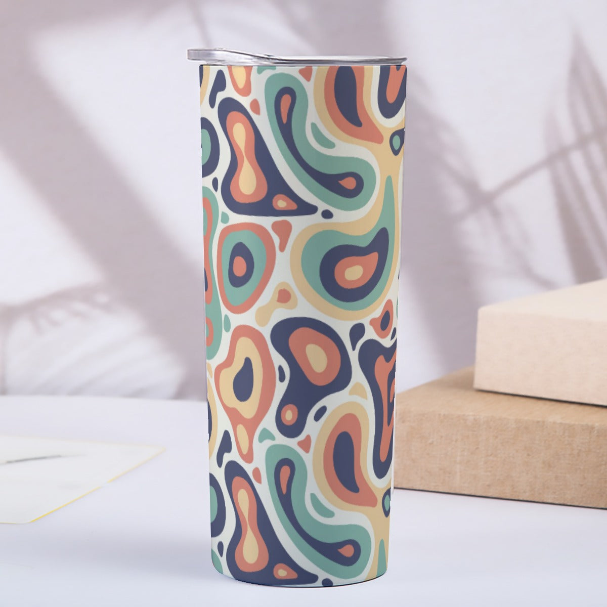 Vintage Topographic Map Contours - Custom 20OZ Straight Cup With Sliding Lid