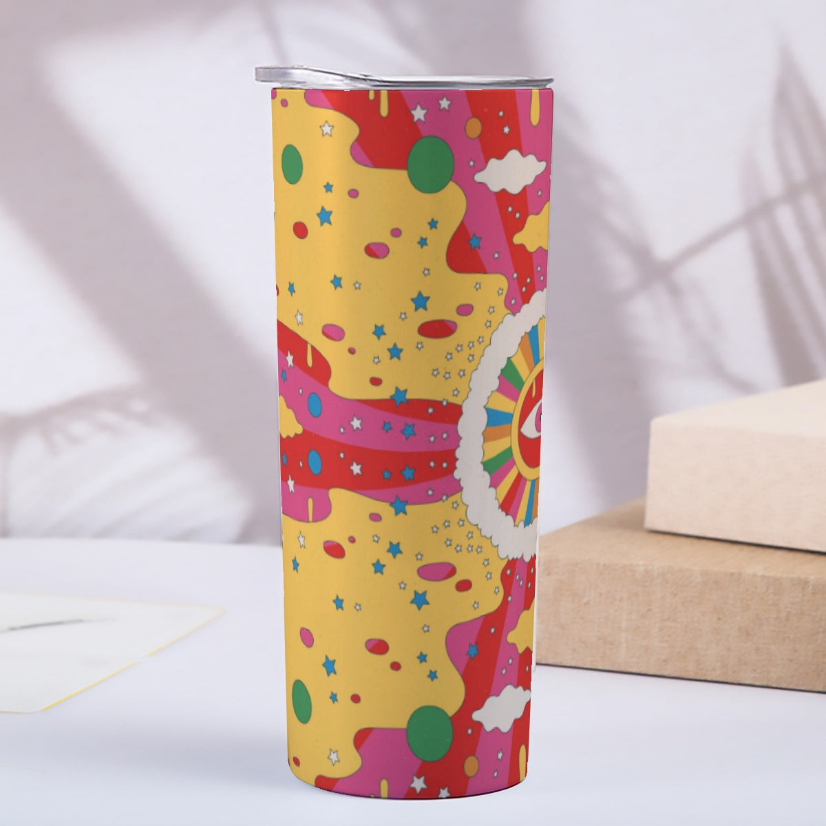 Retro Psychedelic Swirl Pattern - Custom 20OZ Straight Cup With Sliding Lid