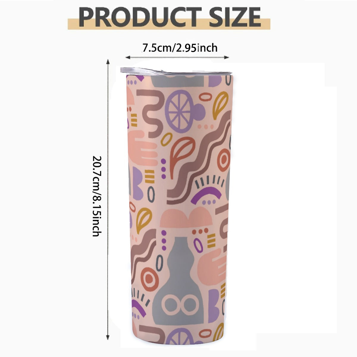 Muted Tones Abstract Pottery - Custom 20OZ Straight Cup With Sliding Lid