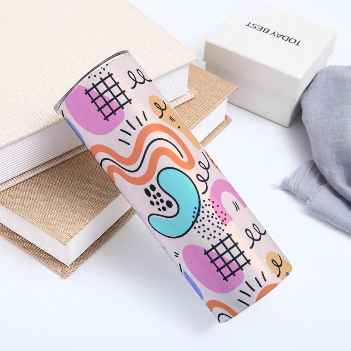 Playful Abstract Doodle Art Pattern - Custom 20OZ Straight Cup With Sliding Lid