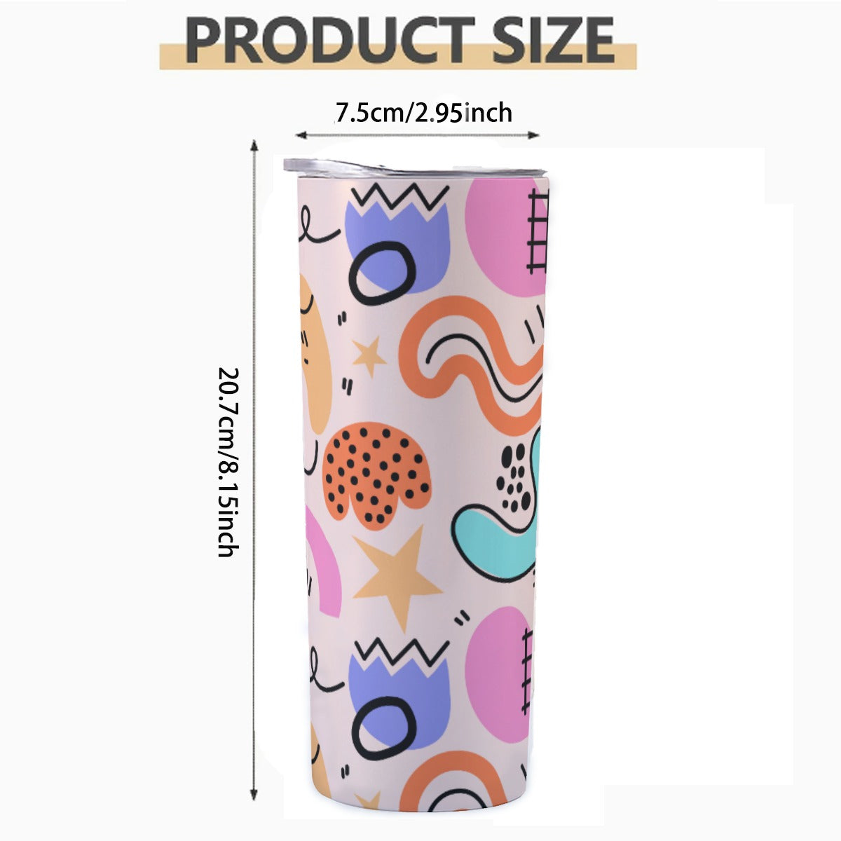 Playful Abstract Doodle Art Pattern - Custom 20OZ Straight Cup With Sliding Lid
