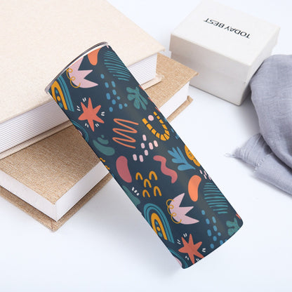 Dark Abstract Nature Motifs Pattern - Custom 20OZ Straight Cup With Sliding Lid