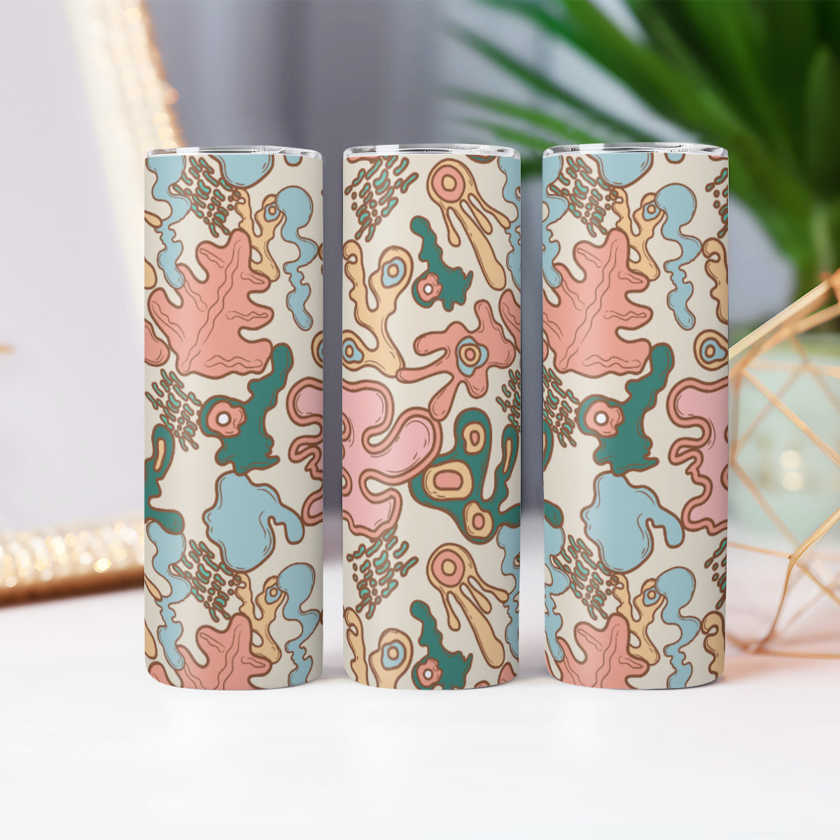 Pastel Ocean Coral Pattern - Custom 20OZ Straight Cup With Sliding Lid