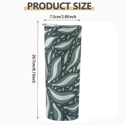 Green Tropical Leaf Pattern - Custom 20OZ Straight Cup With Sliding Lid