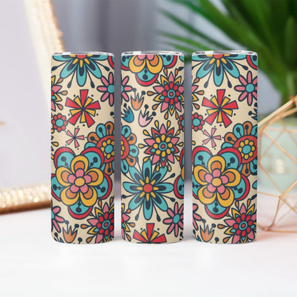 Colorful Boho Flower Garden Pattern - Custom 20OZ Straight Cup With Sliding Lid