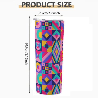 Bold Geometric Memphis Style Pattern - Custom 20OZ Straight Cup With Sliding Lid