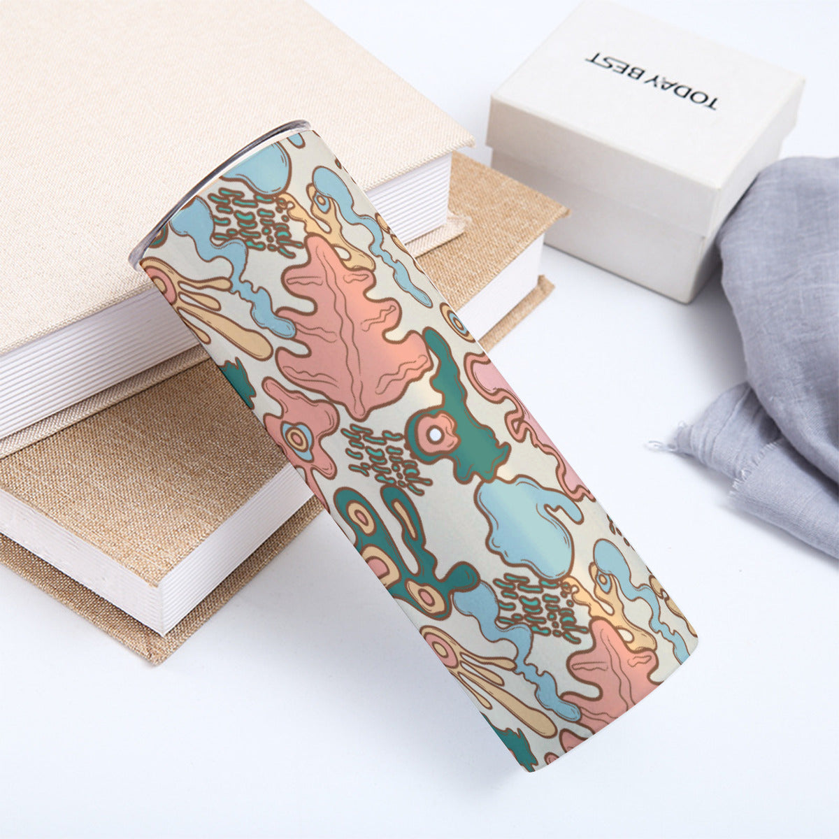 Pastel Ocean Coral Pattern - Custom 20OZ Straight Cup With Sliding Lid