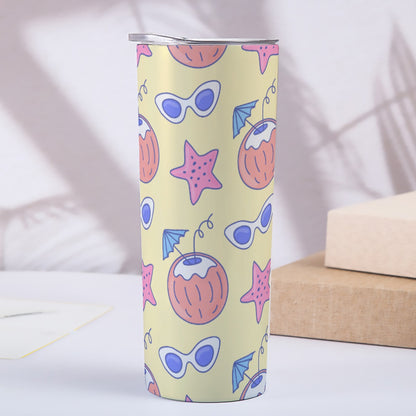 Sunny Beach Vacation Pattern - Custom 20OZ Straight Cup With Sliding Lid