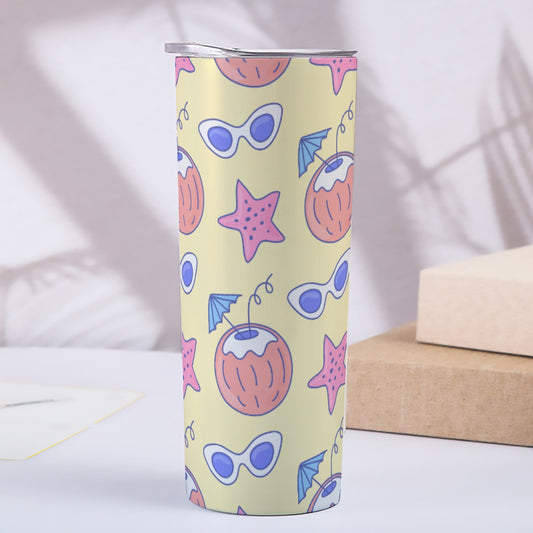Sunny Beach Vacation Pattern - Custom 20OZ Straight Cup With Sliding Lid