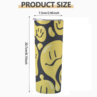 Yellow Melting Smiley Faces Pattern - Custom 20OZ Straight Cup With Sliding Lid