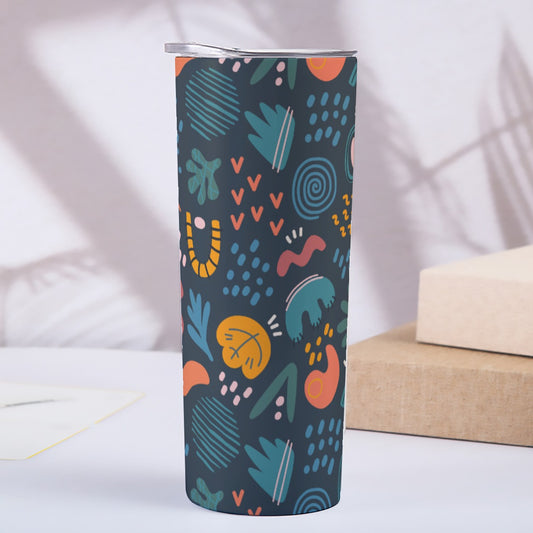 Dark Abstract Nature Motifs Pattern - Custom 20OZ Straight Cup With Sliding Lid