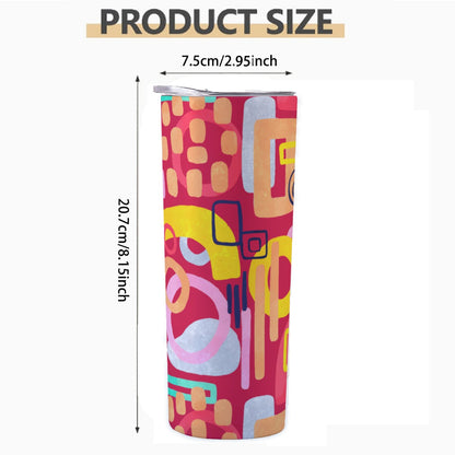 Red Pop Art Retro Pattern - Custom 20OZ Straight Cup With Sliding Lid