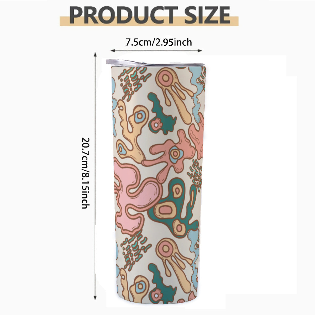 Pastel Ocean Coral Pattern - Custom 20OZ Straight Cup With Sliding Lid