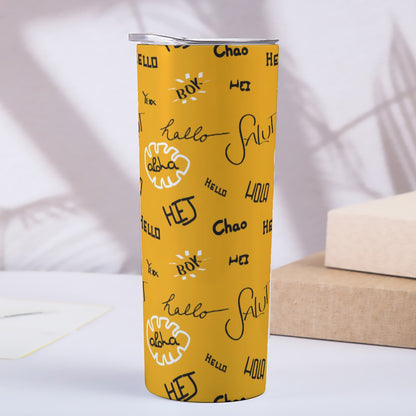Hello World Language Greetings Pattern - Custom 20OZ Straight Cup With Sliding Lid