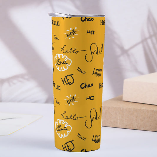 Hello World Language Greetings Pattern - Custom 20OZ Straight Cup With Sliding Lid