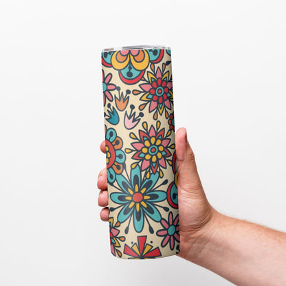 Colorful Boho Flower Garden Pattern - Custom 20OZ Straight Cup With Sliding Lid