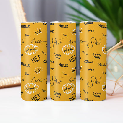Hello World Language Greetings Pattern - Custom 20OZ Straight Cup With Sliding Lid
