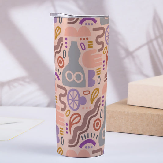 Muted Tones Abstract Pottery - Custom 20OZ Straight Cup With Sliding Lid