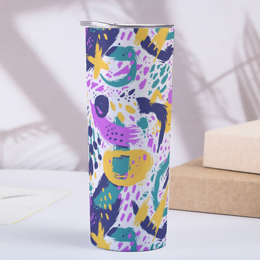 Abstract Paint Splash Confetti Pattern - Custom 20OZ Straight Cup With Sliding Lid