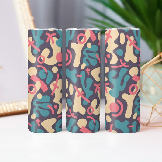 Abstract Retro Shapes Pattern - Custom 20OZ Straight Cup With Sliding Lid