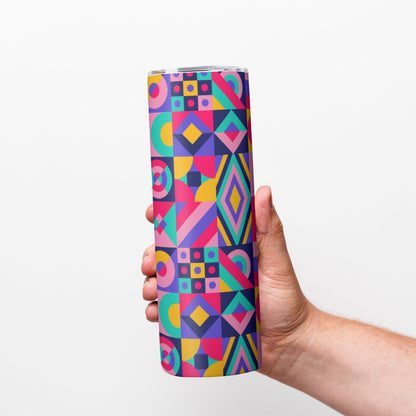 Bold Geometric Memphis Style Pattern - Custom 20OZ Straight Cup With Sliding Lid