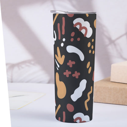 Earthy Tribal Symbols Pattern - Custom 20OZ Straight Cup With Sliding Lid