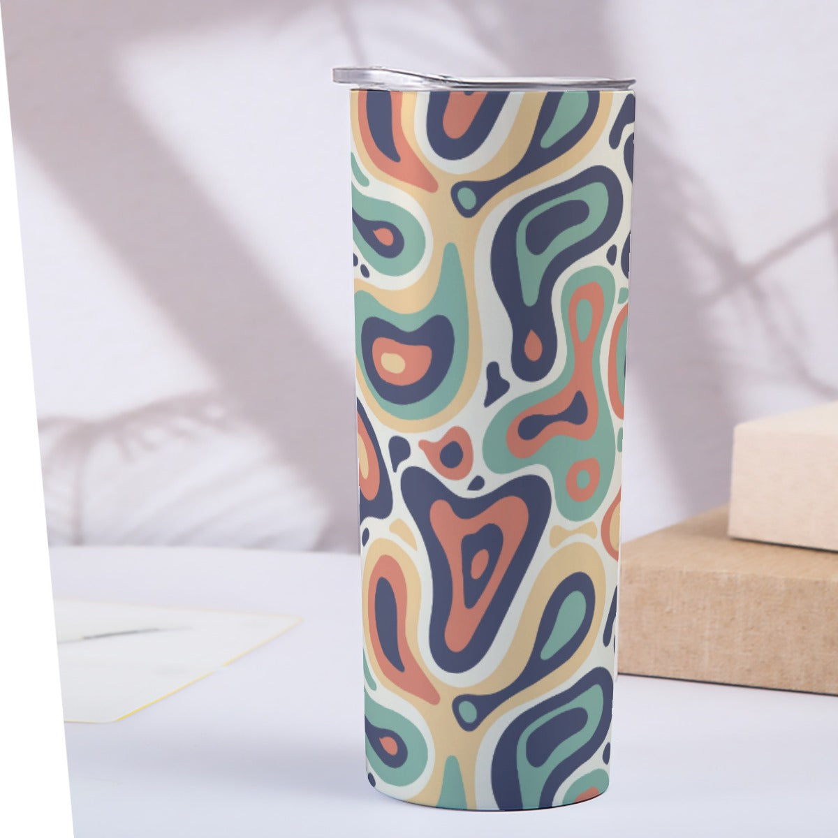 Vintage Topographic Map Contours - Custom 20OZ Straight Cup With Sliding Lid