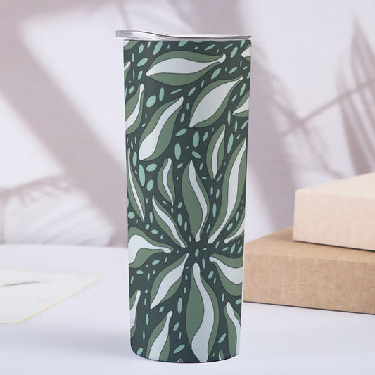 Green Tropical Leaf Pattern - Custom 20OZ Straight Cup With Sliding Lid