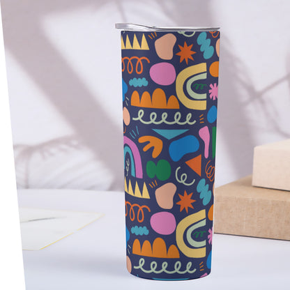 Whimsical Shapes Pattern - Custom 20OZ Straight Cup With Sliding Lid