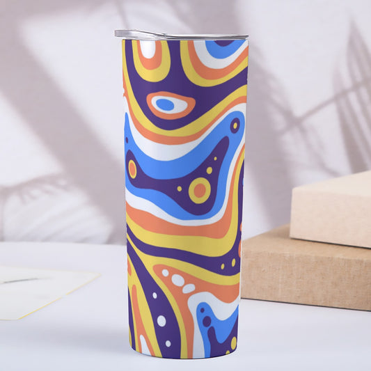 Colorful Tribal Wave Pattern - Custom 20OZ Straight Cup With Sliding Lid