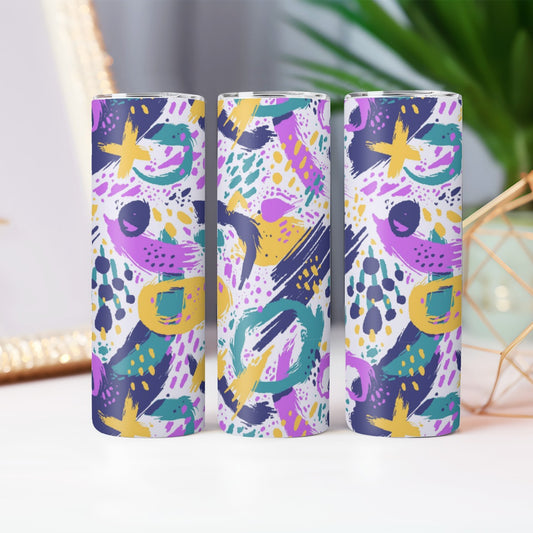 Abstract Paint Splash Confetti Pattern - Custom 20OZ Straight Cup With Sliding Lid