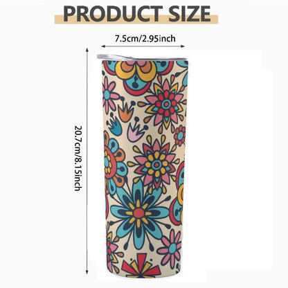 Colorful Boho Flower Garden Pattern - Custom 20OZ Straight Cup With Sliding Lid