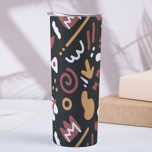 Earthy Tribal Symbols Pattern - Custom 20OZ Straight Cup With Sliding Lid
