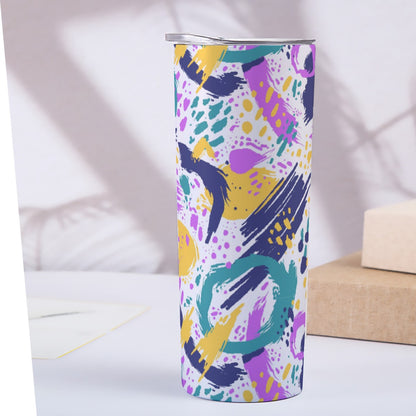 Abstract Paint Splash Confetti Pattern - Custom 20OZ Straight Cup With Sliding Lid