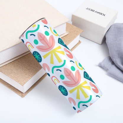 Minimalist Tropical Leaf Scatter - Custom 20OZ Straight Cup With Sliding Lid