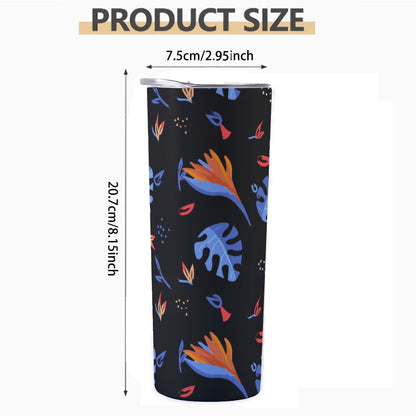 Midnight Garden Floating Leaves Pattern - Custom 20OZ Straight Cup With Sliding Lid