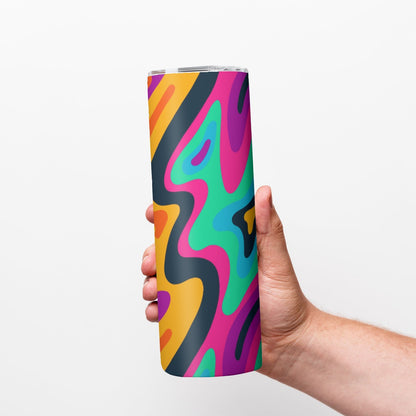 Vibrant Liquid Marble Swirl Pattern - Custom 20OZ Straight Cup With Sliding Lid